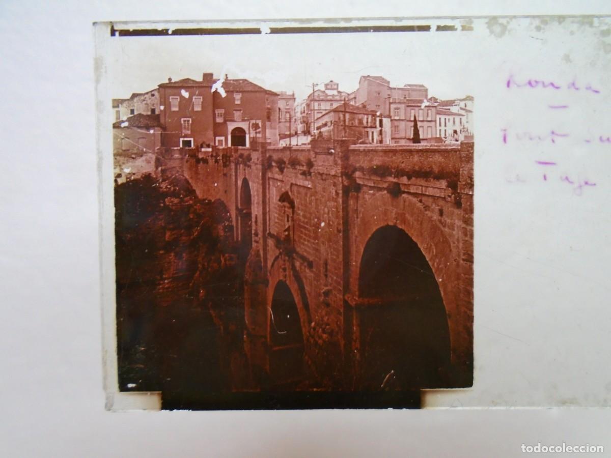 Fotografia antiga: RONDA(MALAGA)PUENTE SOBRE EL TAJO .PLACA ESTEREOSCOPICA EN CRISTAL,1&ordm; XX.10`5X4`5 CM.
