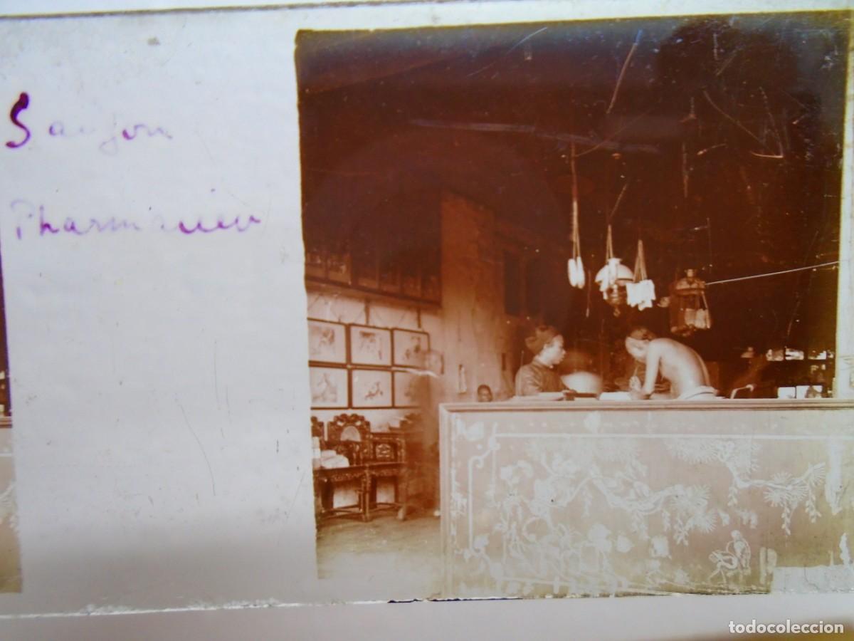 Fotograf&iacute;a antigua: SAIG&Oacute;N (VIETNAM) FARMACIA .PLACA ESTEREOSCOPICA EN CRISTAL,1&ordm; XX.10`5X4`5 CM.