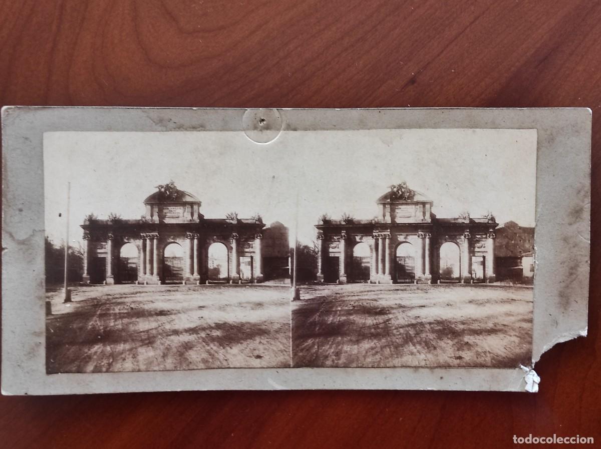 Fotograf&iacute;a antigua: PUERTA DE ALCAL&Aacute;, MADRID - FOTOGRAF&Iacute;A ESTEREOSC&Oacute;PICA MUY ANTIGUA