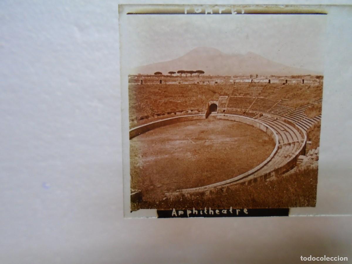 Fotograf&iacute;a antigua: POMPEYA(ITALIA).ANFITEATRO ROMANO .PLACA ESTEREOSCOPICAS (2) EN CRISTAL,1&ordm; XX.10`5X4`5 CM.