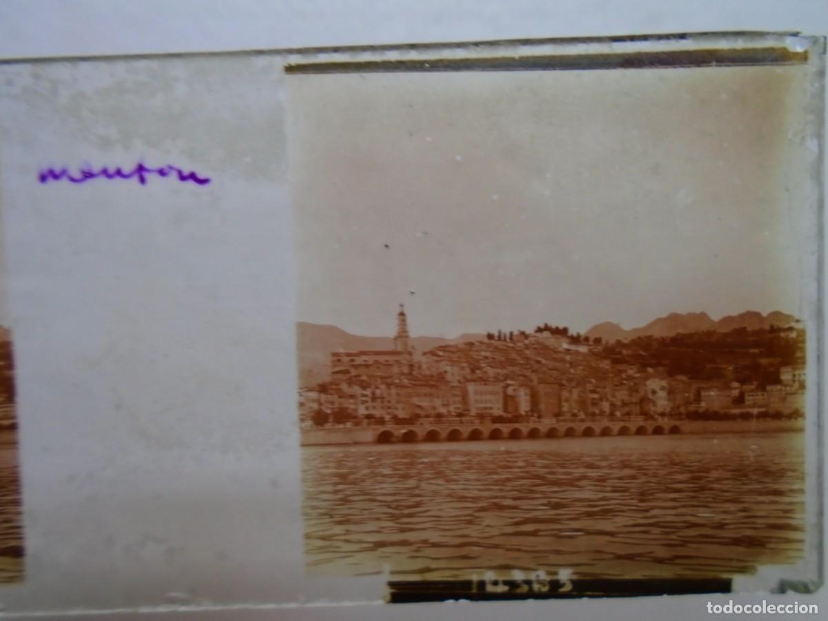 Fotograf&iacute;a antigua: MENTON(FRANCIA). VISTA DESDE EL MAR .PLACA ESTEREOSCOPICA EN CRISTAL,1&ordm; XX.10`5X4`5 CM.