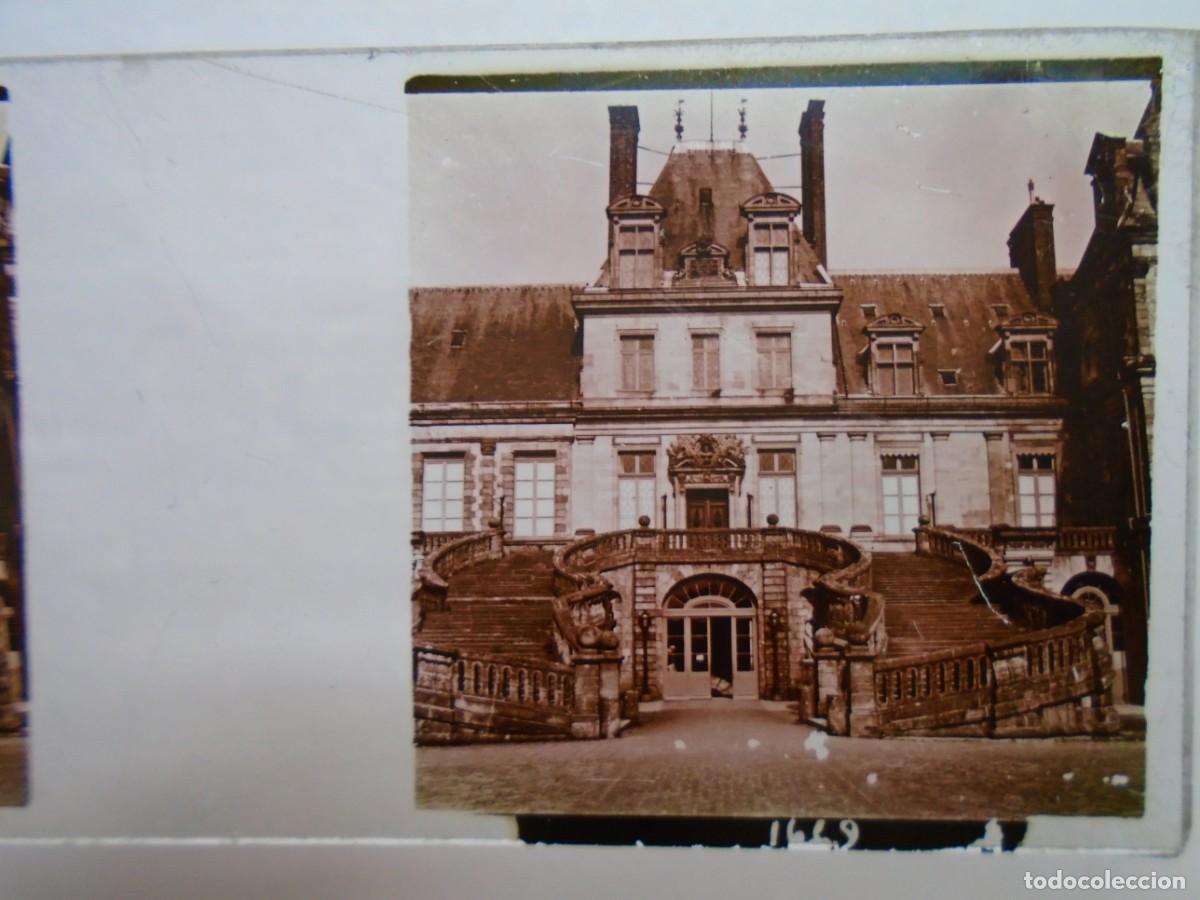 Fotograf&iacute;a antigua: FONTAINEBLEAU(FRANCIA)PALACIO,ESCALERA Y FACHADA.PLACA ESTEREOSCOPICA EN CRISTAL,1&ordm; XX.10`5X4`5 CM.
