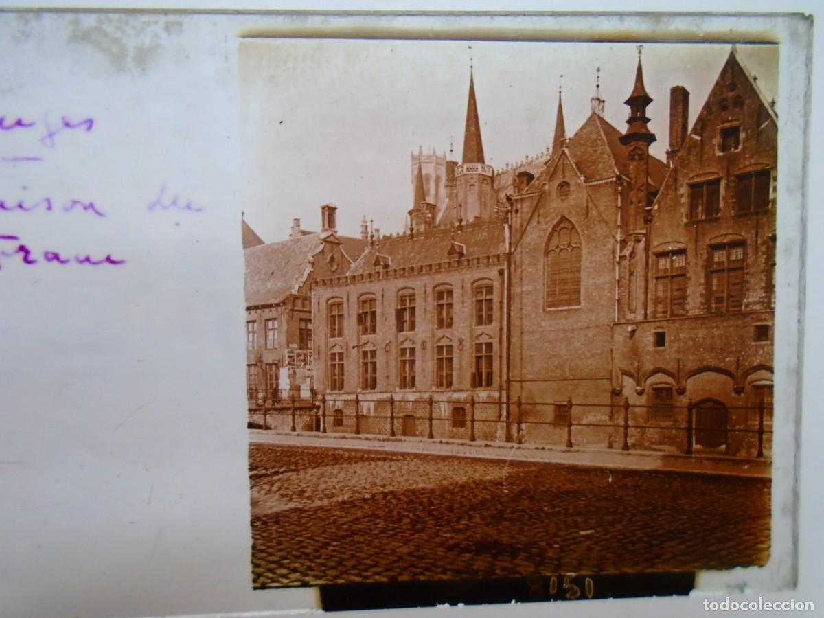 Fotograf&iacute;a antigua: BRUJAS(BELGICA)MAISON DU FRANCE.PLACA ESTEREOSCOPICA EN CRISTAL,1&ordm; XX.10`5X4`5 CM.