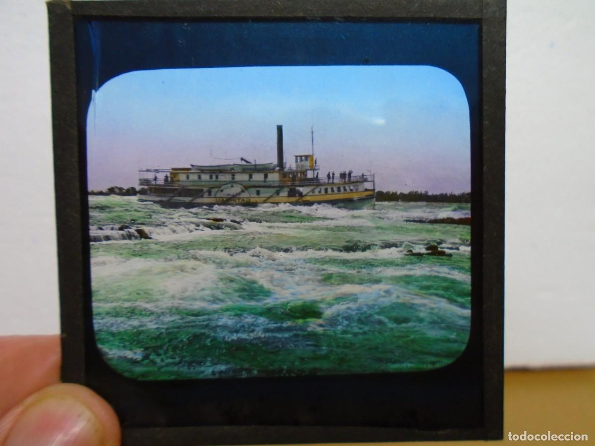 Fotograf&iacute;a antigua: CANADA/COLUMBIA BRITANICA/VAPOR GATINEAU-RAPIDOS DE LACHINE/PLACA LINTERNA MAGICA.