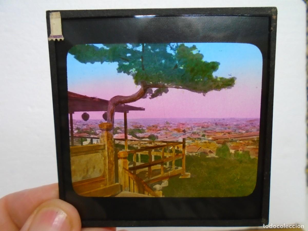 Fotograf&iacute;a antigua: TOKIO(JAPON)/VISTA DESDE LA MONTA&Ntilde;A ATAGO/ ANTIGUA PLACA DE LINTERNA MAGICA.8X8 CM.
