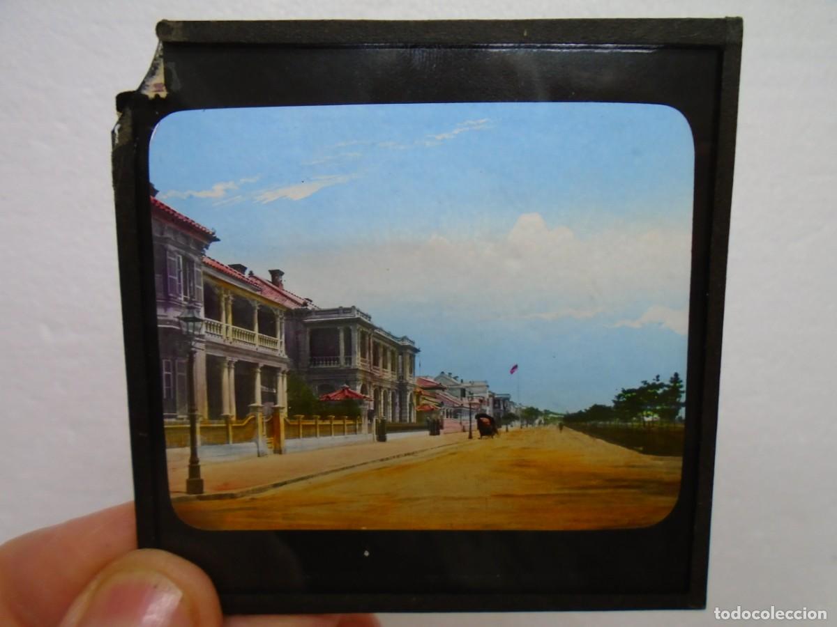 Fotograf&iacute;a antigua: KOBE(JAPON)/PAISAJE URBANO/ ANTIGUA PLACA DE LINTERNA MAGICA.8X8 CM.