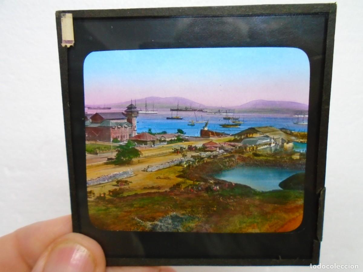 Fotograf&iacute;a antigua: BOMBAY(INDIA)/YACHT CLUB-APOLO BUNDER / ANTIGUA PLACA DE LINTERNA MAGICA.8X8 CM.