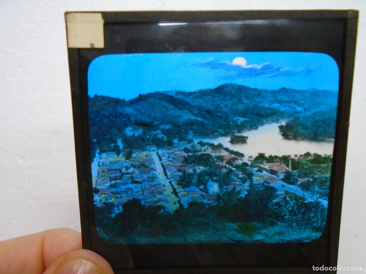 Fotograf&iacute;a antigua: CEILAN/KANDY,A VISTA DE PAJARO/ ANTIGUA PLACA DE LINTERNA MAGICA.8X8 CM.