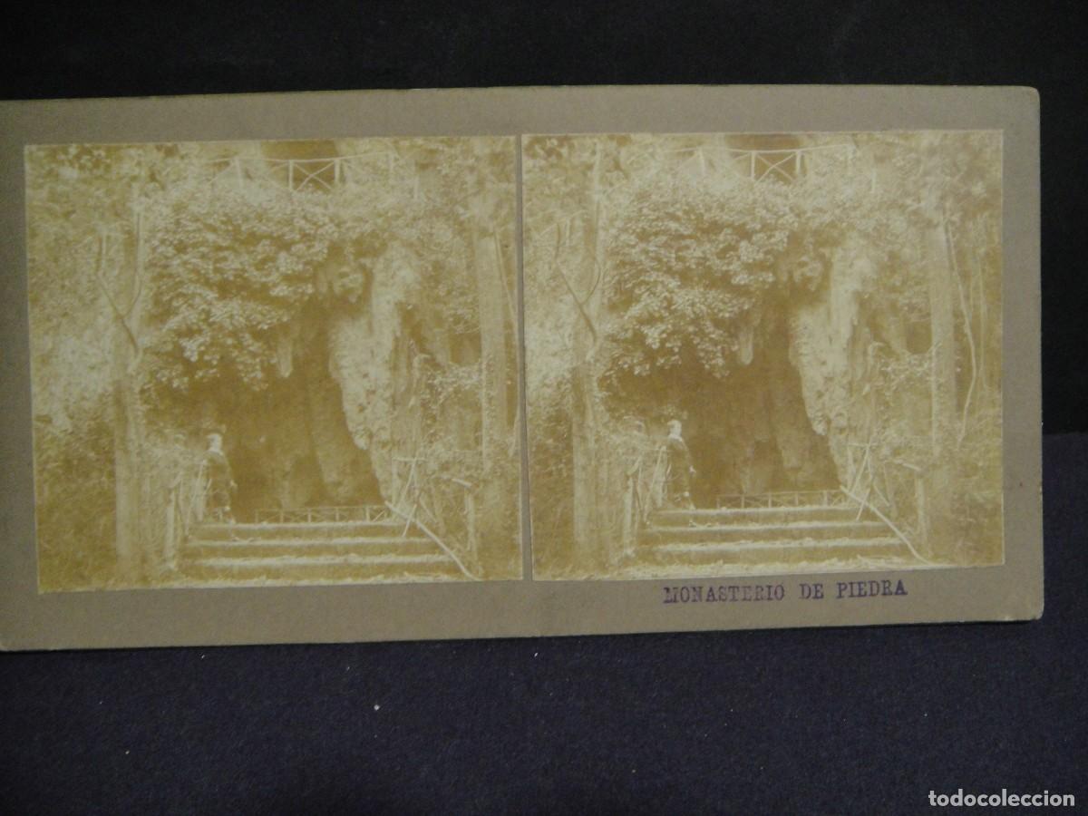 Fotograf&iacute;a antigua: monasterio de piedra - fotografia estereoscopia en albumina