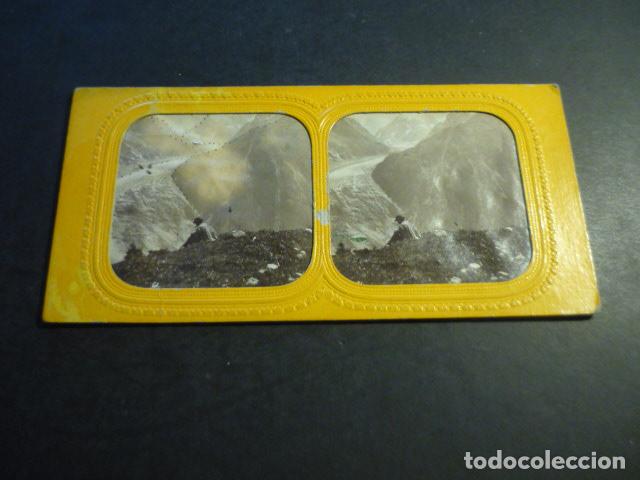 Fotograf&iacute;a antigua: SUIZA VISTA ESTEREOSCOPICA SIGLO XIX ALBUMINA TISSUE TRANSPARENTE 8 X 17,5 CM