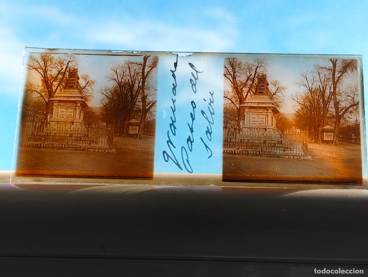 Antique Photography: GRANADA PASEO DEL SALON VISTA ESTEREOCOPICA EN CRISTAL 4 X 10,5 CM