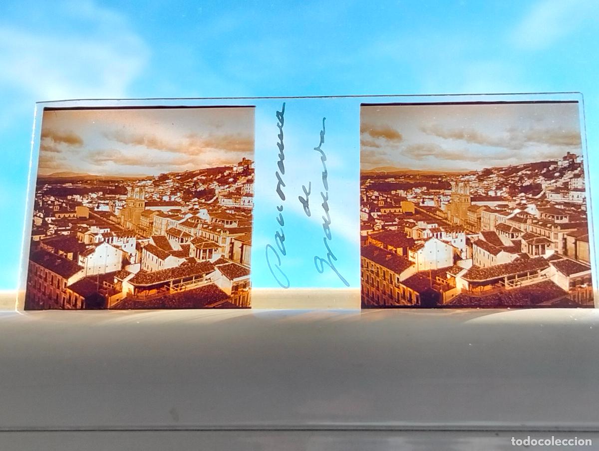 Fotografia antiga: GRANADA PANORAMA VISTA ESTEREOCOPICA EN CRISTAL 4 X 10,5 CM