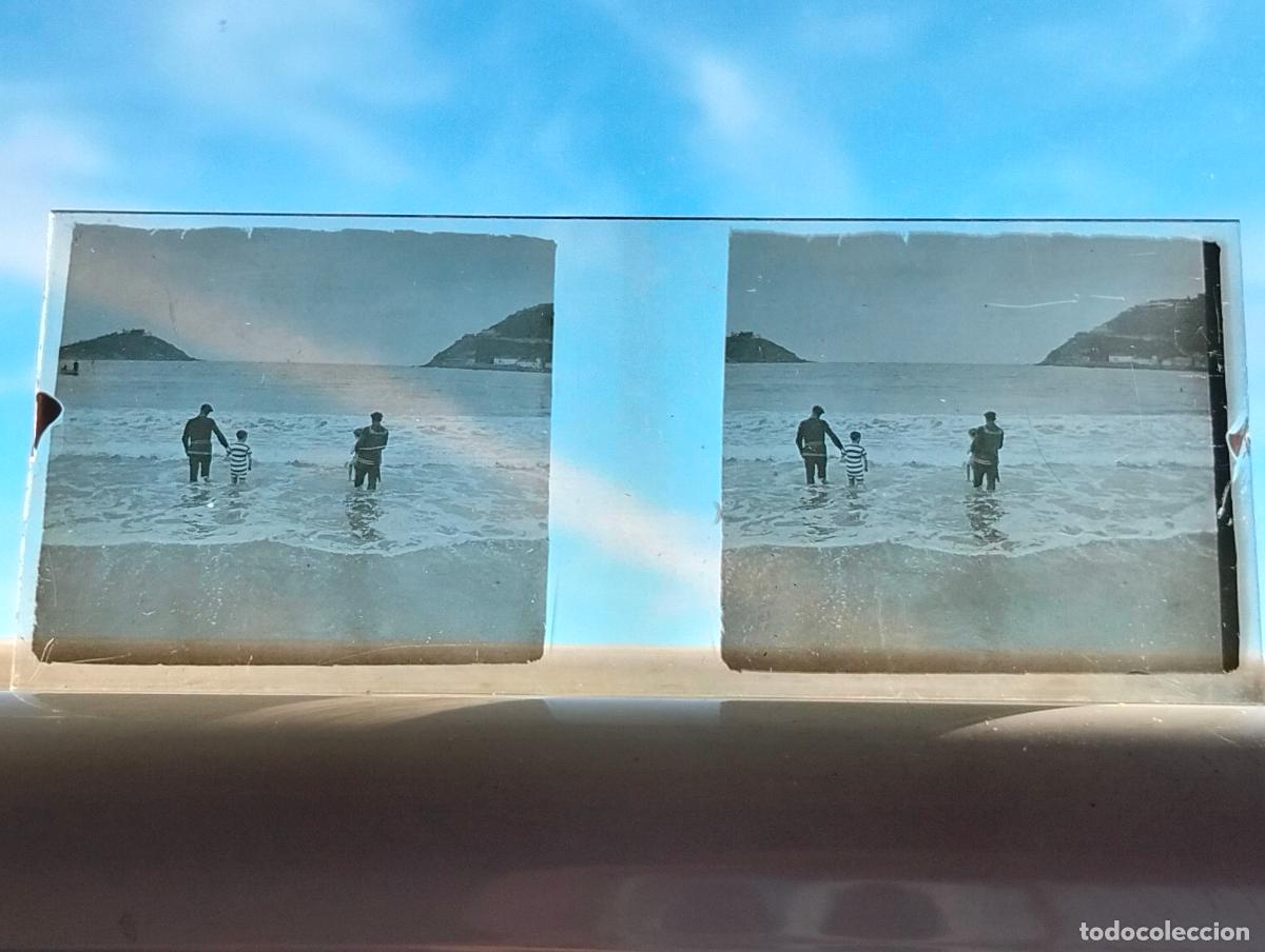 Photographie ancienne: SAN SEBASTIAN VISTA ESTEREOCOPICA EN CRISTAL 4 X 10,5 CM