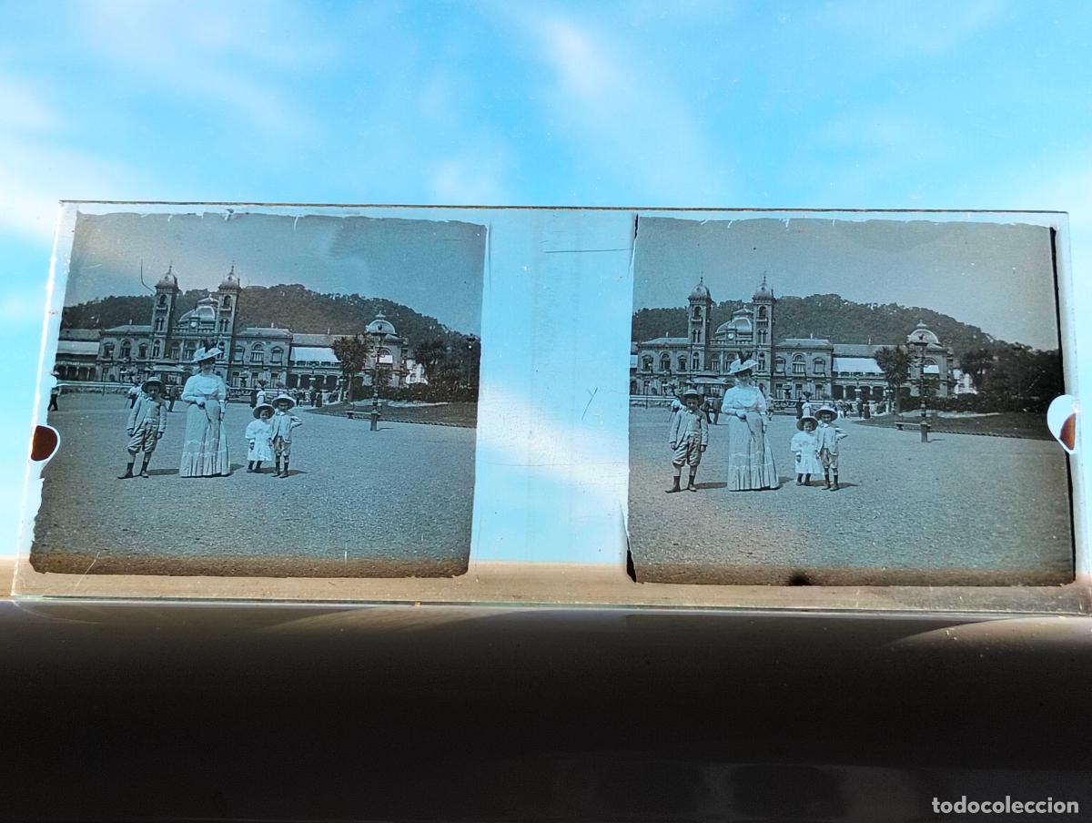 Antique Photography: SAN SEBASTIAN VISTA ESTEREOCOPICA EN CRISTAL 4 X 10,5 CM