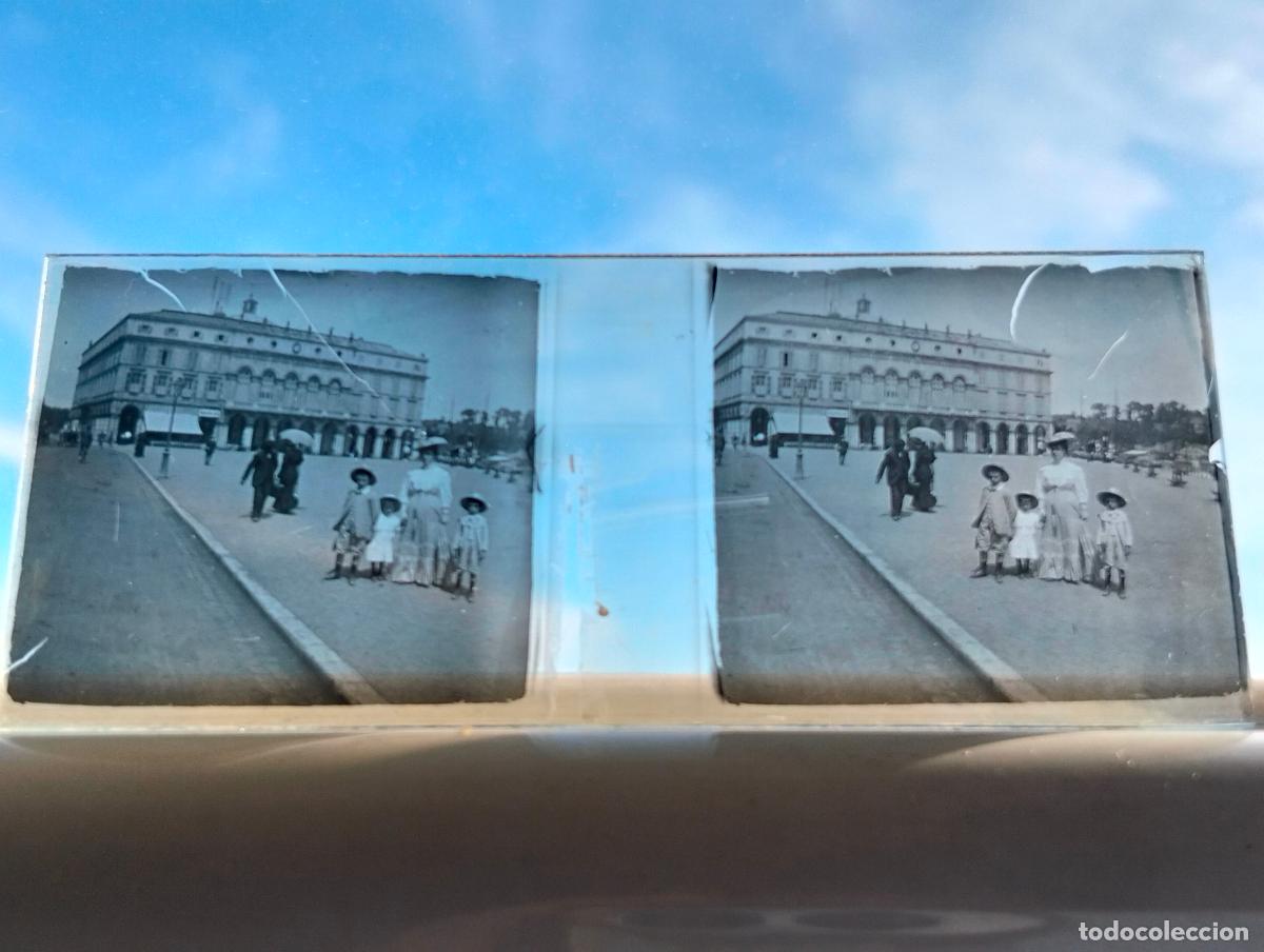 Fotograf&iacute;a antigua: SAN SEBASTIAN VISTA ESTEREOCOPICA EN CRISTAL 4 X 10,5 CM
