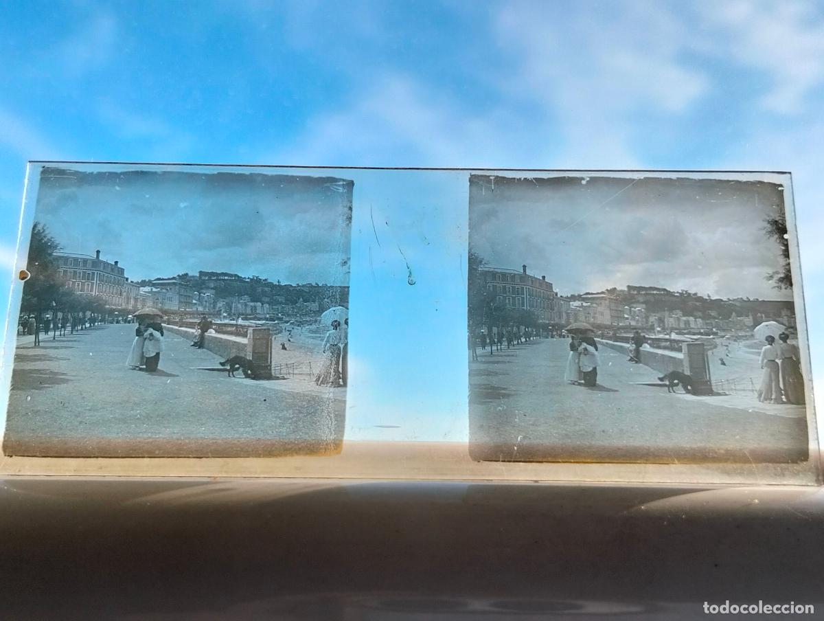 Fotograf&iacute;a antigua: SAN SEBASTIAN VISTA ESTEREOCOPICA EN CRISTAL 4 X 10,5 CM