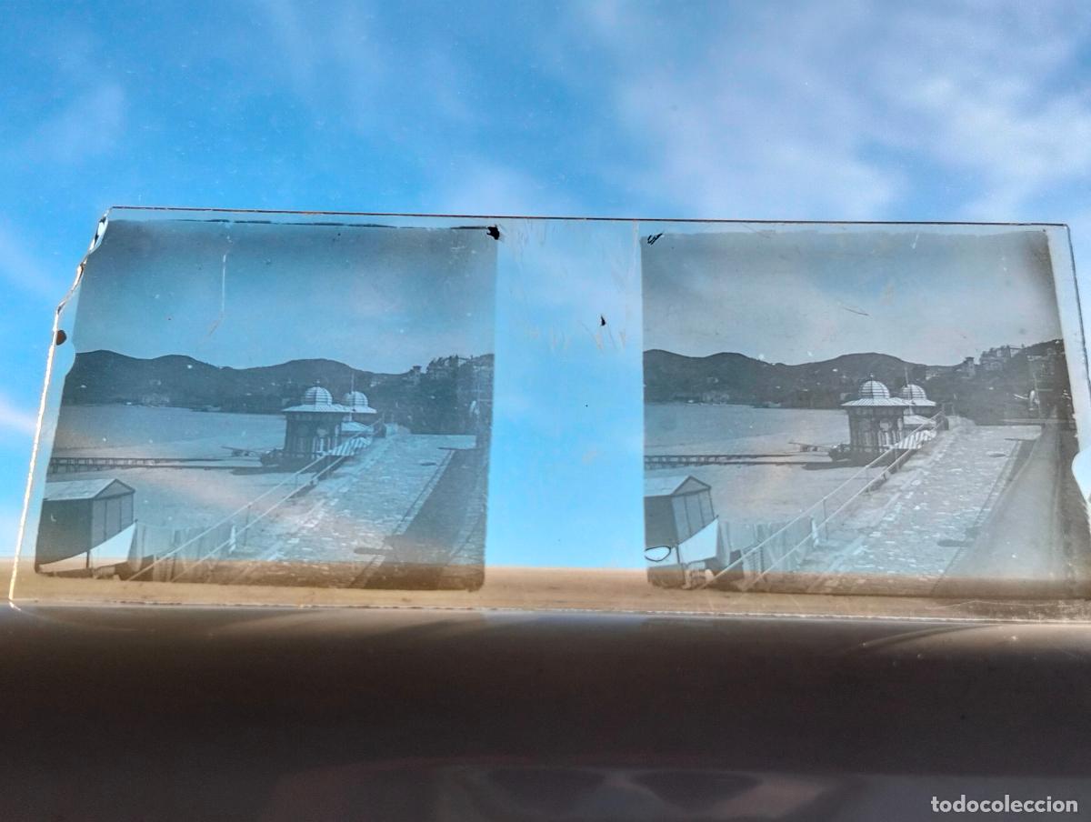Fotograf&iacute;a antigua: SAN SEBASTIAN VISTA ESTEREOCOPICA EN CRISTAL 4 X 10,5 CM