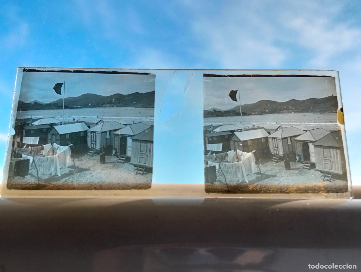 Fotograf&iacute;a antigua: SAN SEBASTIAN VISTA ESTEREOCOPICA EN CRISTAL 4 X 10,5 CM
