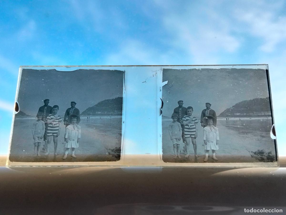 Fotograf&iacute;a antigua: SAN SEBASTIAN VISTA ESTEREOCOPICA EN CRISTAL 4 X 10,5 CM
