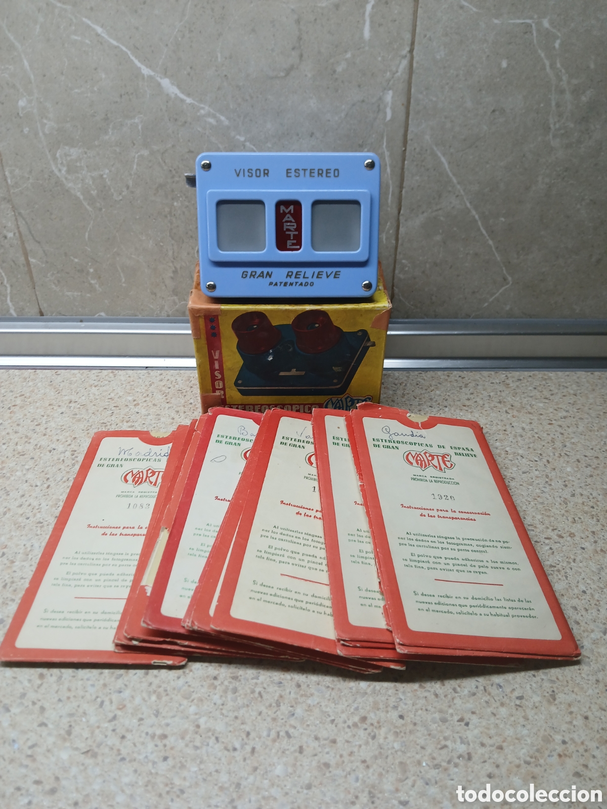 Fotograf&iacute;a antigua: VISOR ESTEREOSC&Oacute;PIO MARTE EN CAJA ORIGINAL CON 16 PEL&Iacute;CULAS.