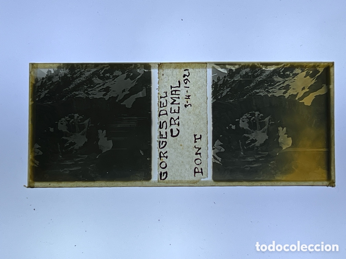 Fotograf&iacute;a antigua: NURIA (Gerona) Cristal Estereosc&oacute;pico GORGES DEL CREMAL. PONT (a.1921)