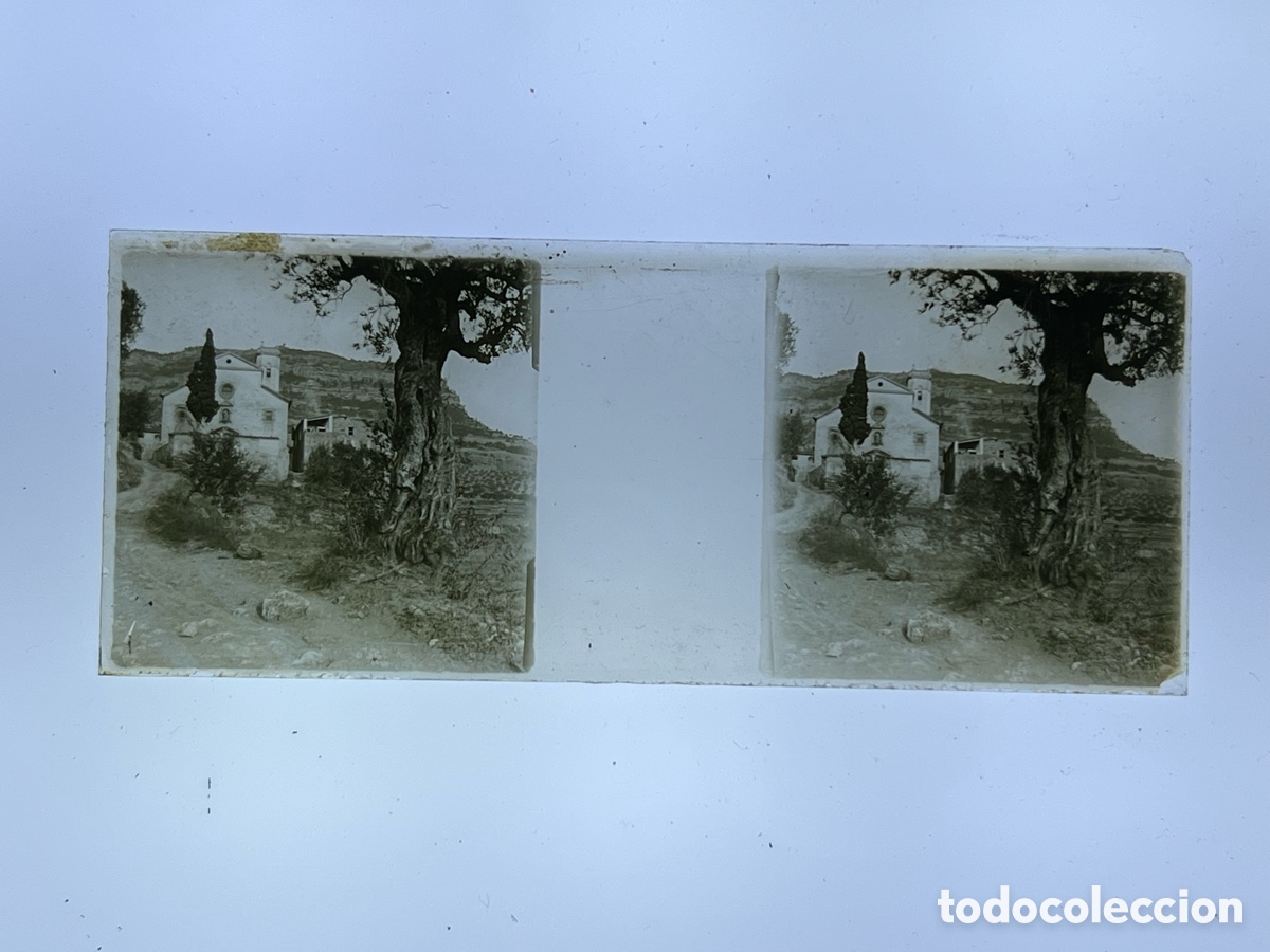 Fotograf&iacute;a antigua: RIELLS DEL FAI, Barcelona. Cristal Estereosc&oacute;pico . Esgl&eacute;sia de Sant Vicen&ccedil; (h.1920?)