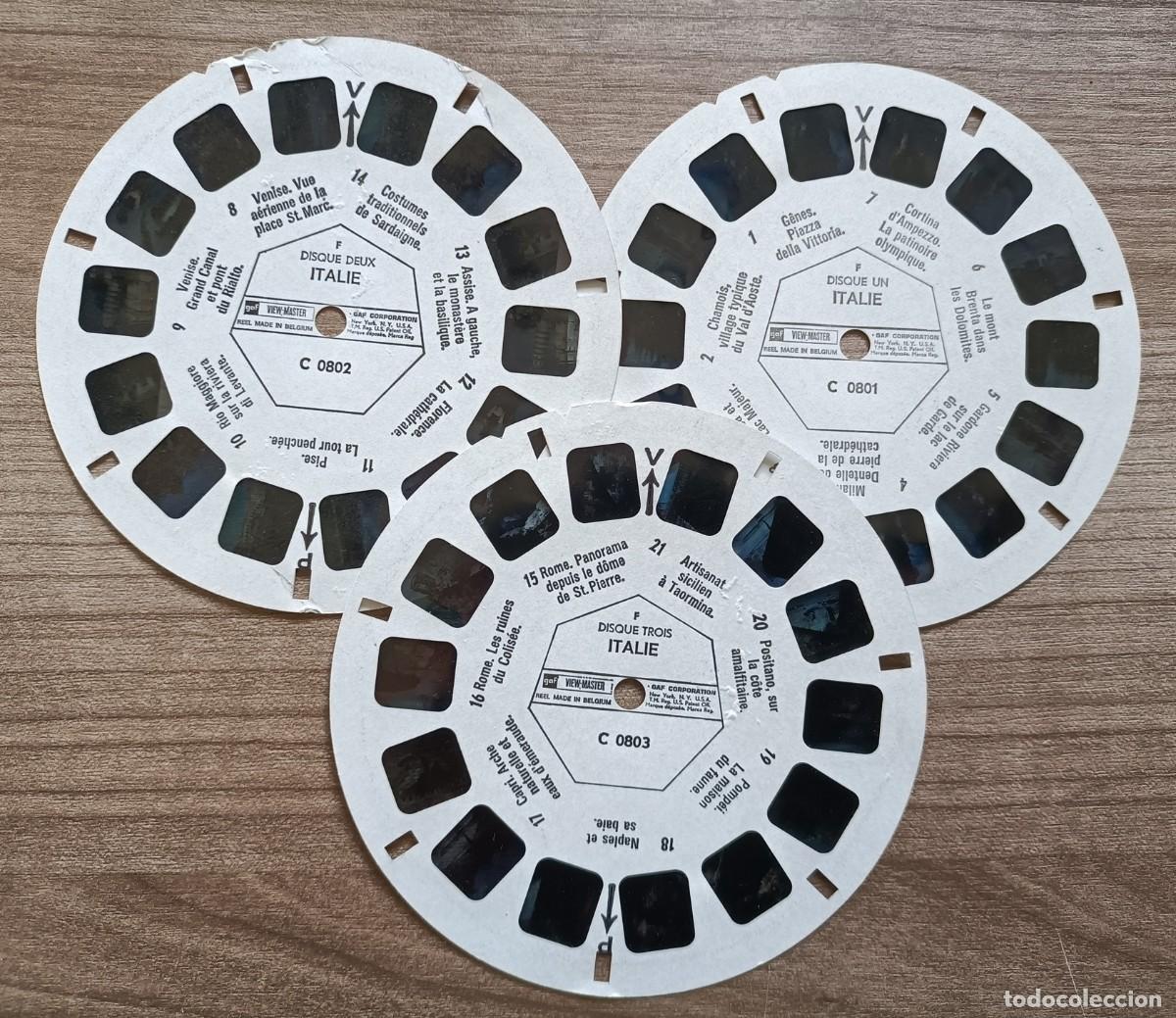 Fotograf&iacute;a antigua: antiguo lote 3 discos fotografia diapositivas estereoscopicas - Italia, View Master