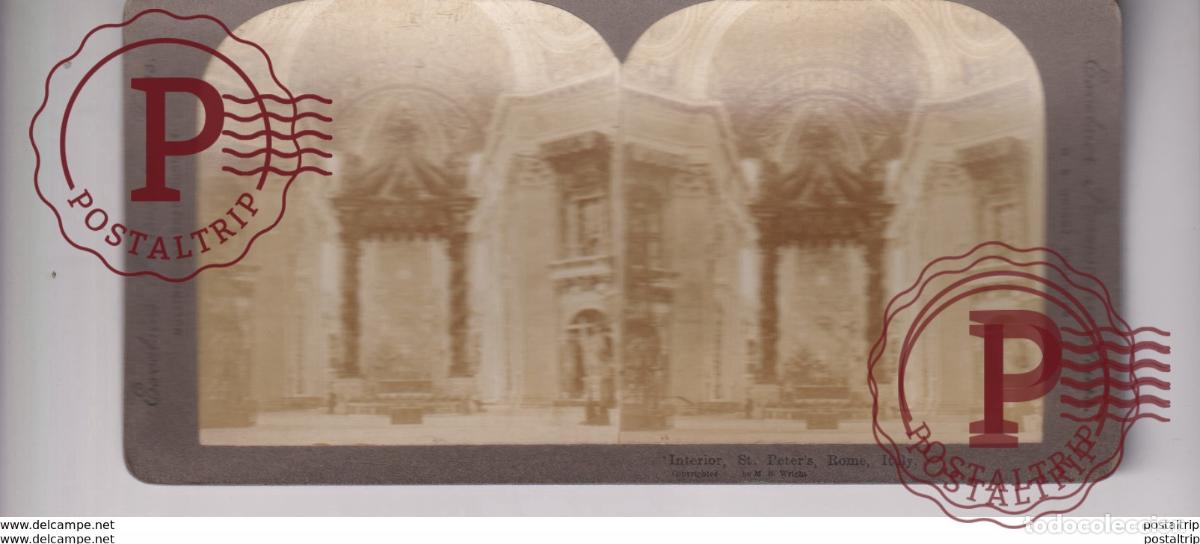 Fotograf&iacute;a antigua: ITALY ITALIA INTERIOR ST PETERS ROME st&eacute;r&eacute;oscopique st&eacute;r&eacute;oscope carte photo st&eacute;r&eacute;o