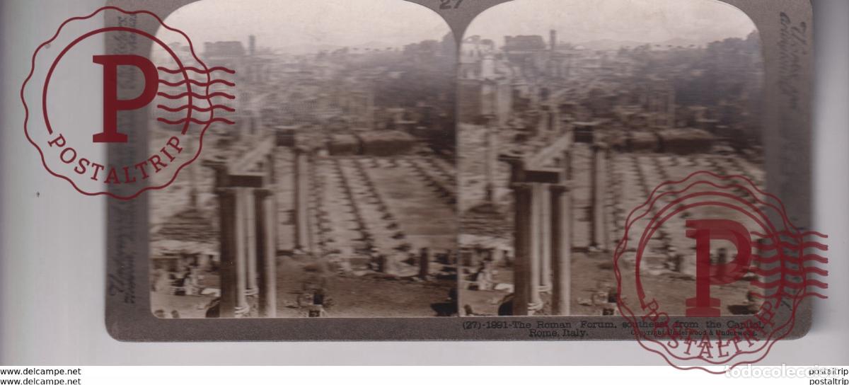 Fotograf&iacute;a antigua: ITALY ITALIA ROMAN FORUM ROME UNDERWOOD st&eacute;r&eacute;oscopique st&eacute;r&eacute;oscope carte photo st&eacute;r&eacute;o