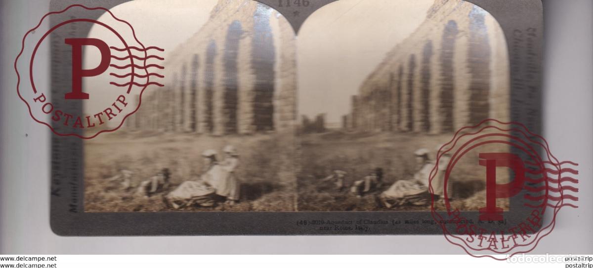 Fotograf&iacute;a antigua: ITALY ITALIA AQUEDUCT CLAUDIUS ROME st&eacute;r&eacute;oscopique st&eacute;r&eacute;oscope carte photo st&eacute;r&eacute;o