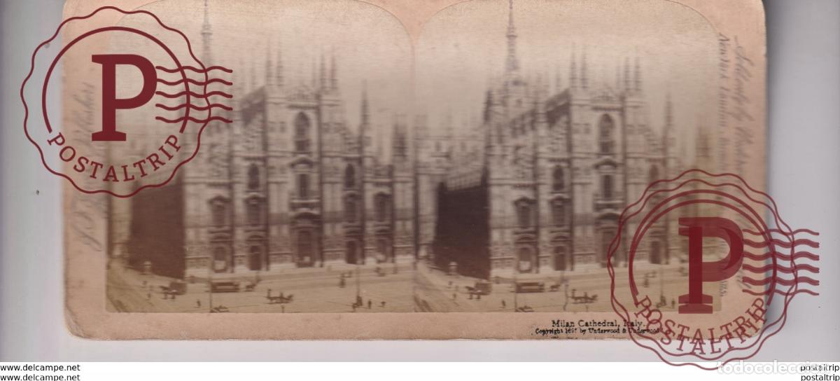 Fotograf&iacute;a antigua: ITALY ITALIA MILAN CATHEDRAL st&eacute;r&eacute;oscopique st&eacute;r&eacute;oscope carte photo st&eacute;r&eacute;o