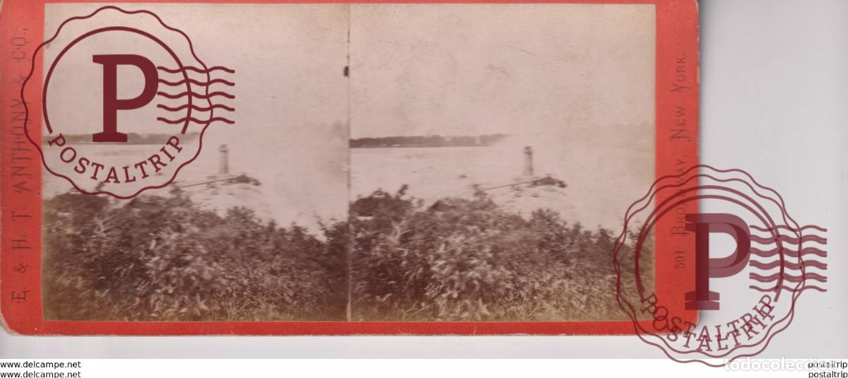 Photographie ancienne: NIAGARA TERRAPIN TOWER AND HORSE SHOE FALL NIAGARA FALLS st&eacute;r&eacute;oscopique st&eacute;r&eacute;oscope carte photo st