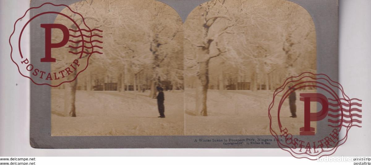 Photographie ancienne: NIAGARA IN WINTER ARCH PROSPECT PARK NIAGARA FALLS st&eacute;r&eacute;oscopique st&eacute;r&eacute;oscope carte photo st&eacute;r&eacute;