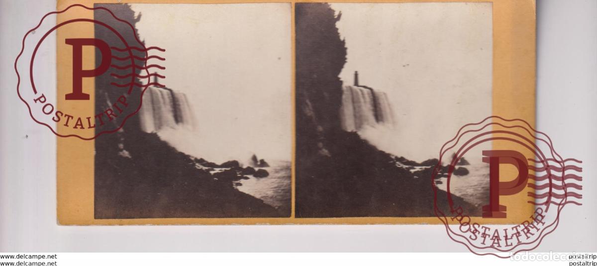 Fotograf&iacute;a antigua: 1867 HORSESHOE FALLS NIAGARA FALLS st&eacute;r&eacute;oscopique st&eacute;r&eacute;oscope carte photo st&eacute;r&eacute;o