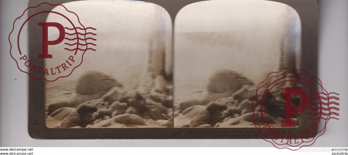 Fotograf&iacute;a antigua: WINTER NIAGARA FALLS st&eacute;r&eacute;oscopique st&eacute;r&eacute;oscope carte photo st&eacute;r&eacute;o