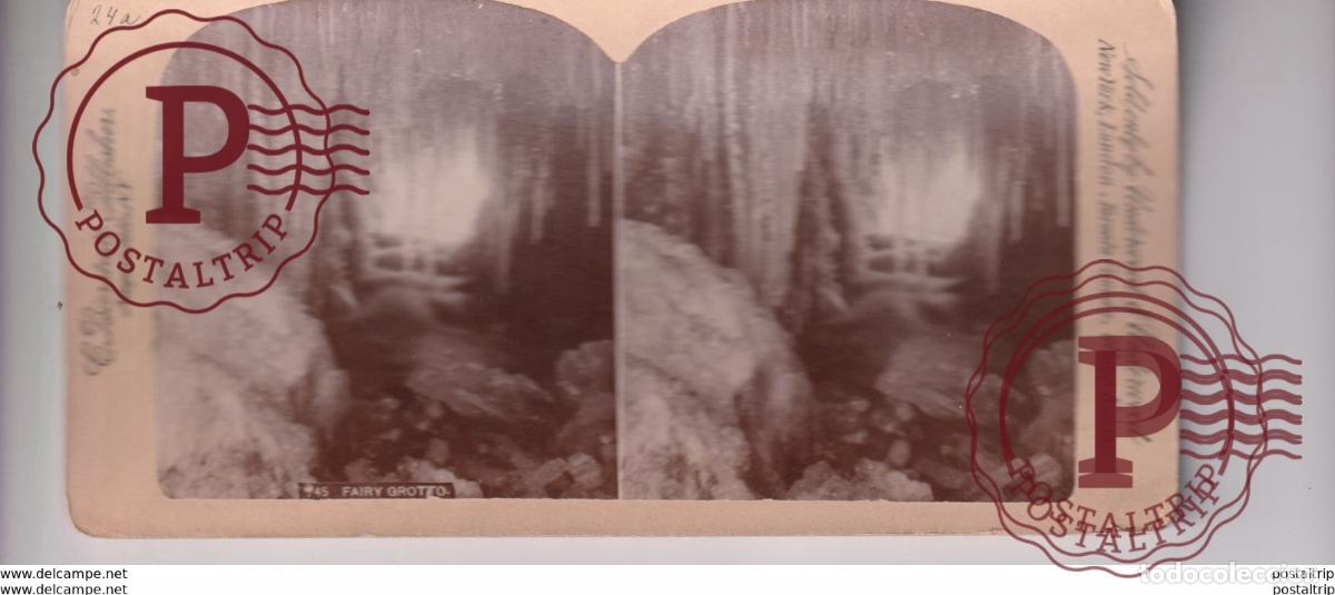 Fotograf&iacute;a antigua: FAIRY GROTTO USA NIAGARA FALLS st&eacute;r&eacute;oscopique st&eacute;r&eacute;oscope carte photo st&eacute;r&eacute;o