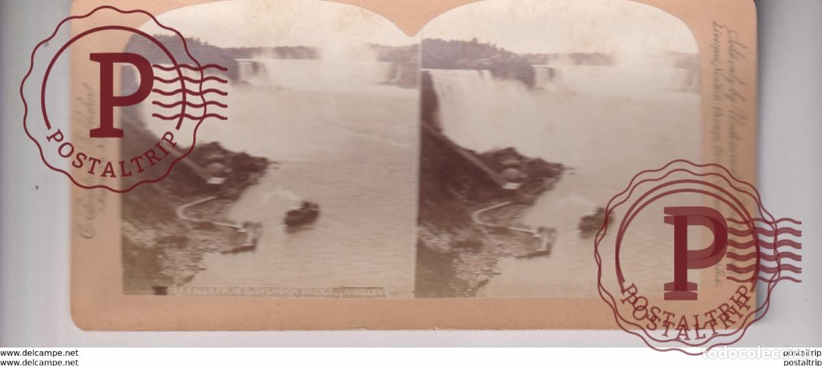 Fotograf&iacute;a antigua: FALLS FROM SUSPENSION BRIDGE NIAGARA FALLS st&eacute;r&eacute;oscopique st&eacute;r&eacute;oscope carte photo st&eacute;r&eacute;o