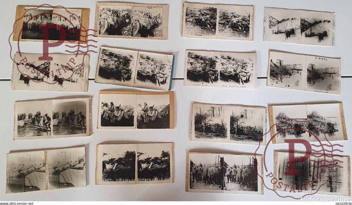 Fotograf&iacute;a antigua: LOT WWI PRIMERA GUERRA MUNDIAL. +- 18X9CM. - 16 FOTOGRAF&Iacute;AS ESTEREOSCOPICAS 27 VISTAS VIEWS.