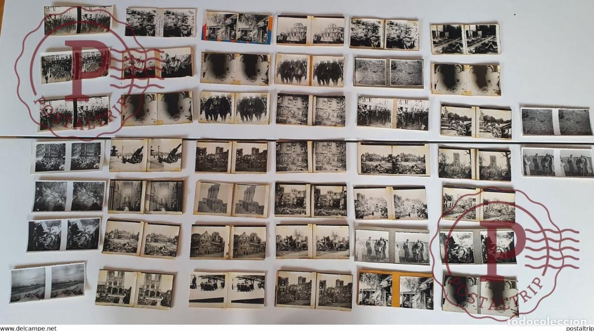 Fotograf&iacute;a antigua: LOT WWI PRIMERA GUERRA MUNDIAL. +- 13X6CM. - 44 FOTOGRAF&Iacute;AS ESTEREOSCOPICAS 45 VISTAS VIEWS.
