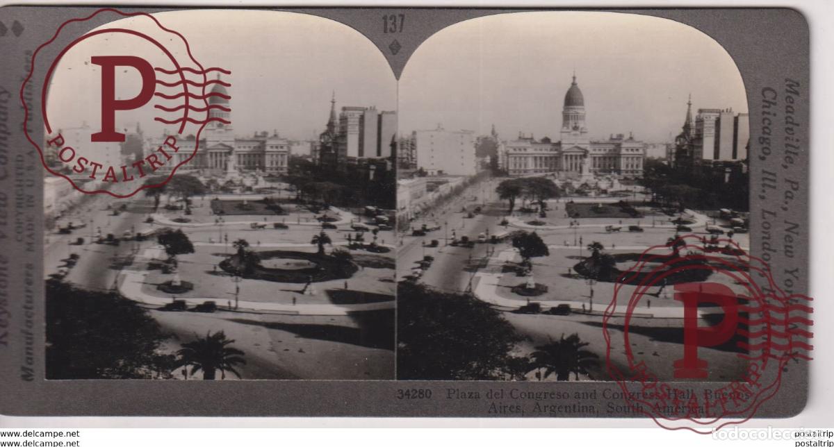 Fotograf&iacute;a antigua: ARGENTINA. BUENOS AIRES. PLAZA DEL CONGRESO AND CONGRESS HALL. - KEYSTONE VIEW COMPANY. ESTEREOSCOPI