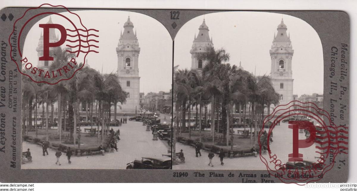 Fotograf&iacute;a antigua: PERU. LIMA. PLAZA DE ARMAS Y CATEDRAL. - KEYSTONE VIEW COMPANY. ESTEREOSCOPICA SUDAMERICA.