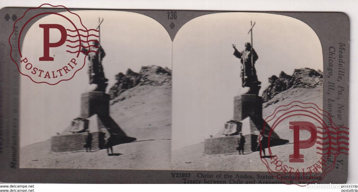 Fotograf&iacute;a antigua: CHILE. CHRIST OF THE ANDES. - KEYSTONE VIEW COMPANY. ESTEREOSCOPICA SUDAMERICA.
