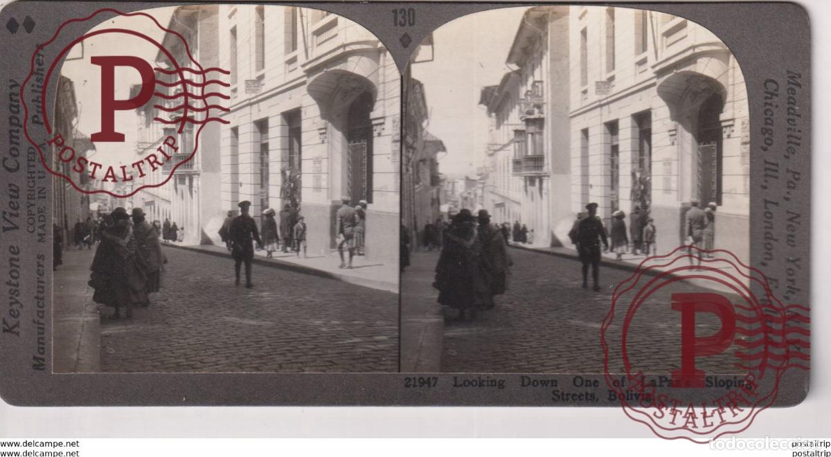 Photographie ancienne: BOLIVIA. LA PAZ. SLOPING STREETS. - KEYSTONE VIEW COMPANY. ESTEREOSCOPICA SUDAMERICA