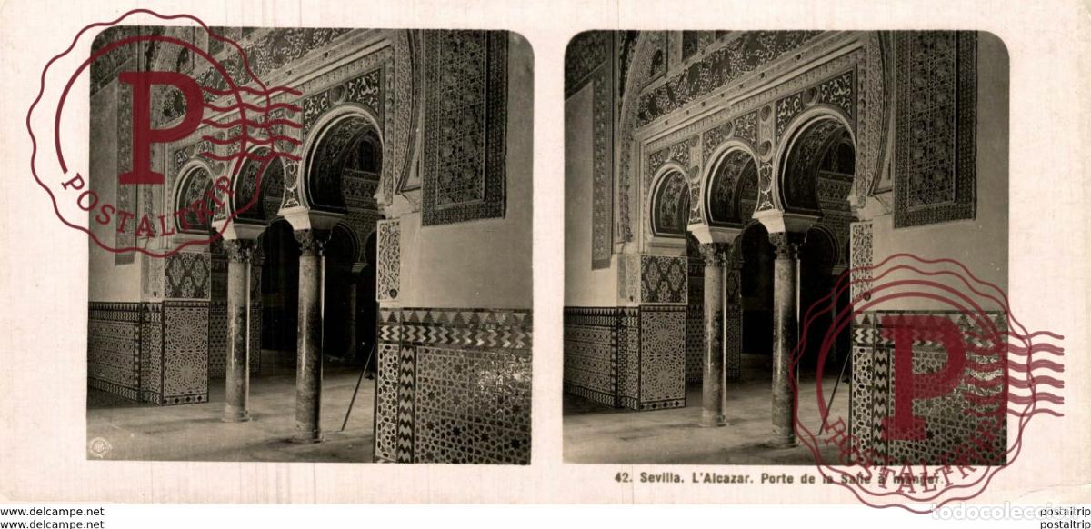 Alte Fotografie: ESPA&Ntilde;A SPAIN. SEVILLA ALCAZAR. - ESTEREOSCOPICA