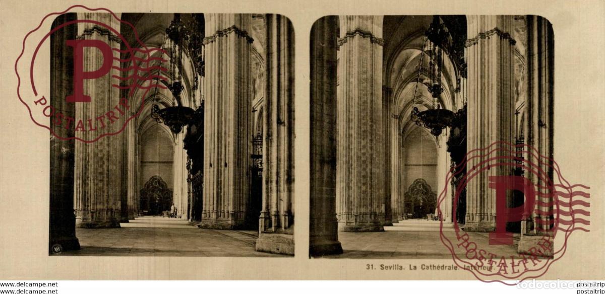 Alte Fotografie: ESPA&Ntilde;A SPAIN. SEVILLA. INTERIOR DE LA CATEDRAL. - ESTEREOSCOPICA