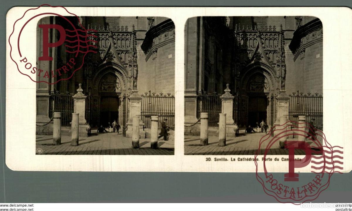 Alte Fotografie: ESPA&Ntilde;A SPAIN. SEVILLA. LA CATEDRAL. - ESTEREOSCOPICA