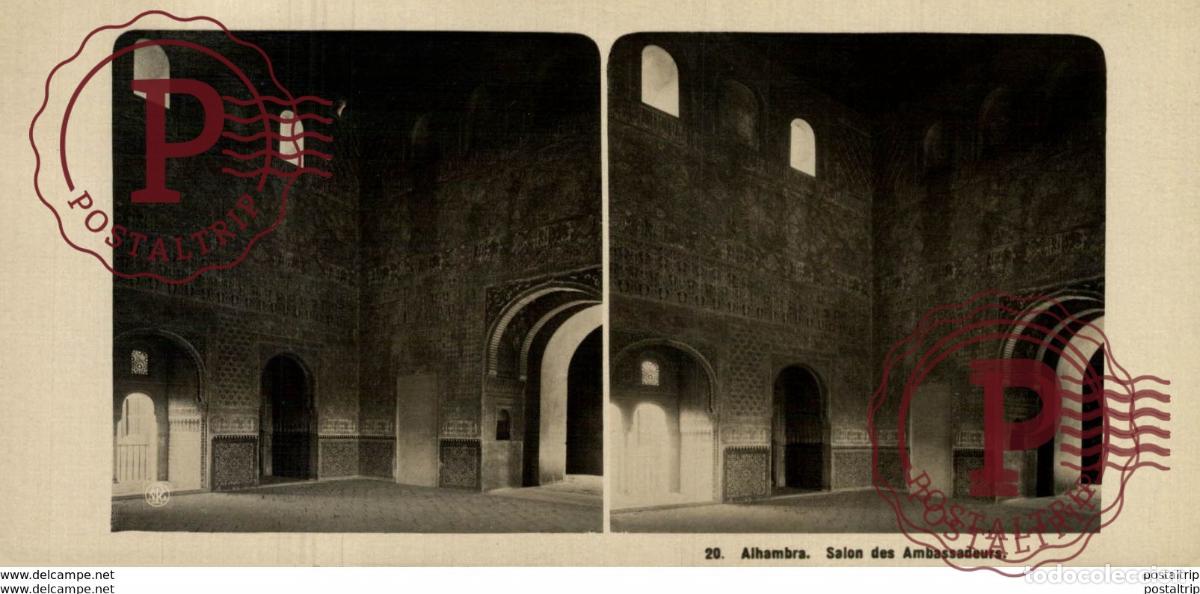 Alte Fotografie: ESPA&Ntilde;A SPAIN. GRANADA. ALHAMBRA. SALA DE EMBAJADORES. - ESTEREOSCOPICA