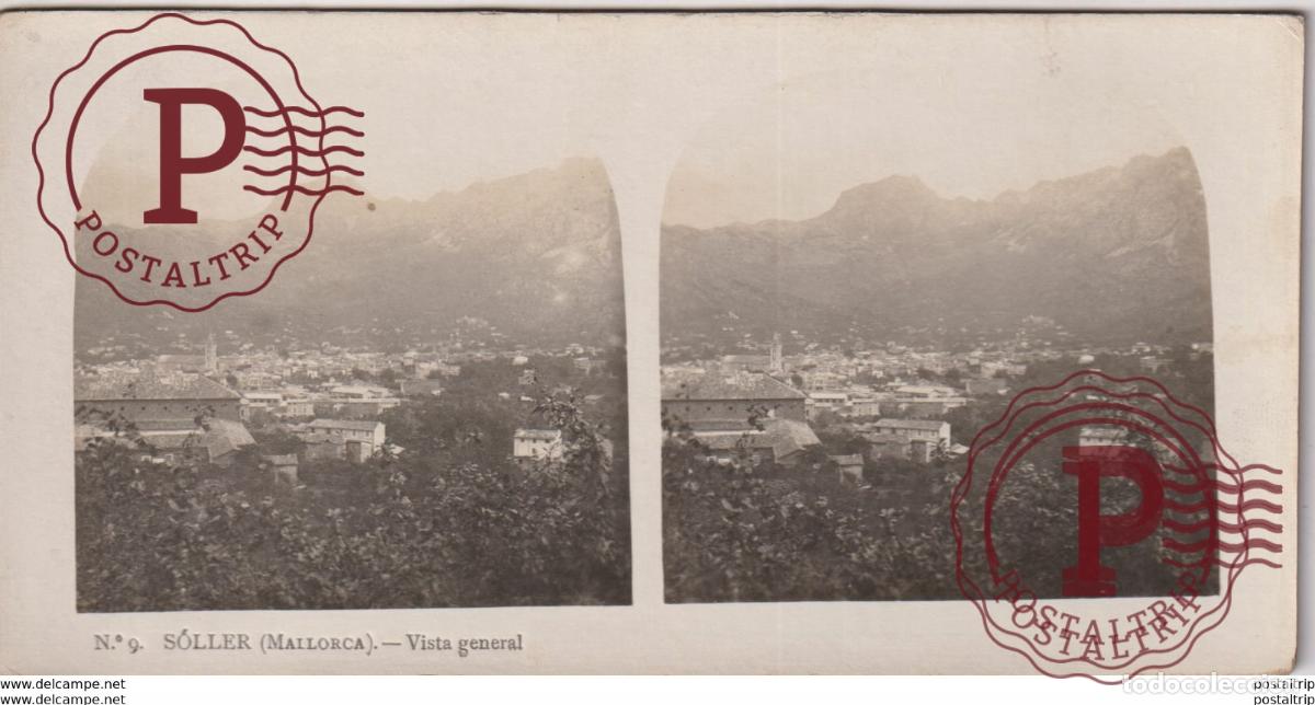 Alte Fotografie: ESPA&Ntilde;A SPAIN. MALLORCA. SOLLER. VISTA GENERAL. - ESTEREOSCOPICA