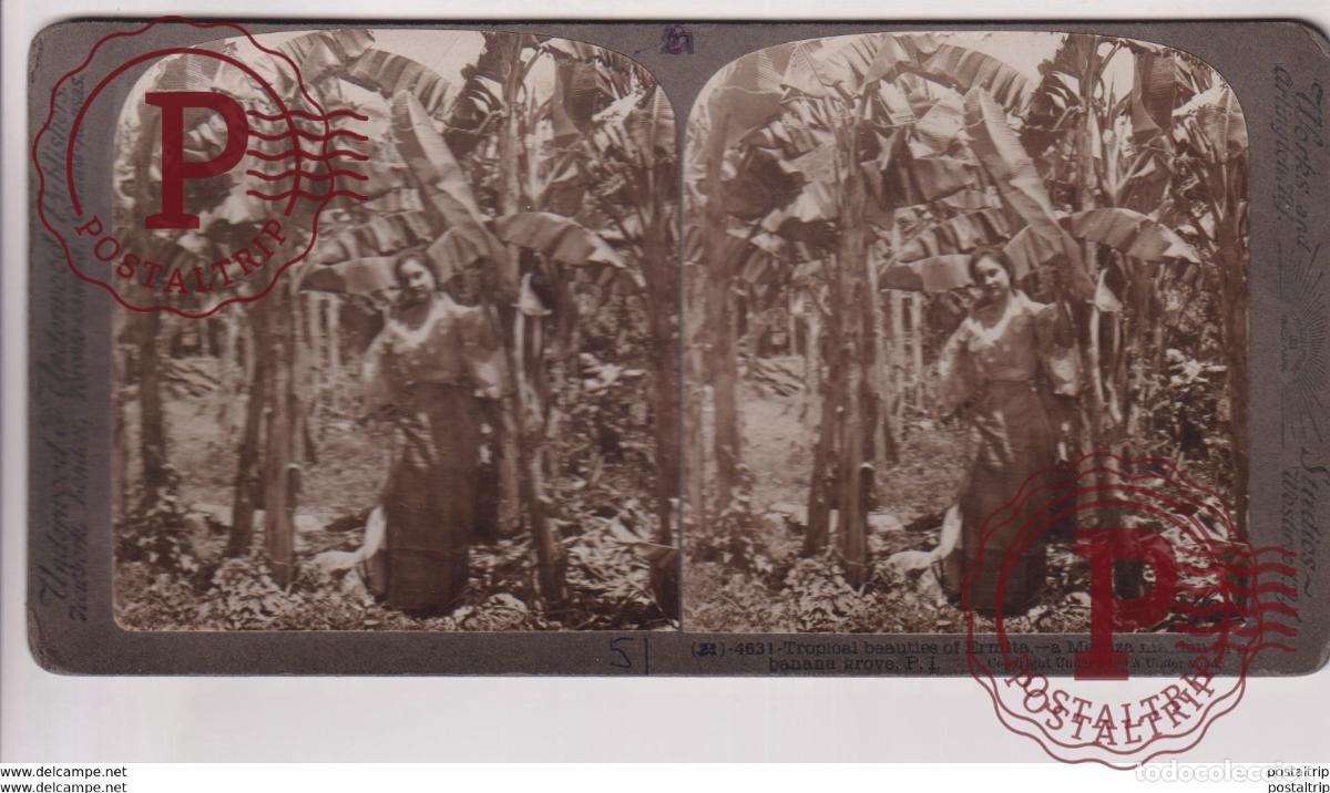Fotograf&iacute;a antigua: PHILIPPINE. SPANISH MESTIZA GIRL. ESTEREOSCOPICA ST&Eacute;R&Eacute;OSCOPIQUE STEREOSCOPIC STEREOSCOPISCH