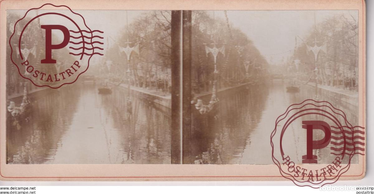 Fotograf&iacute;a antigua: KRONINGSFEESTEN AMSTERDAM KEIZERSGRACHT 18*9CM ESTEREOSCOPICA ESTEREO PRIVATE COLLECTIE NEDERLAND